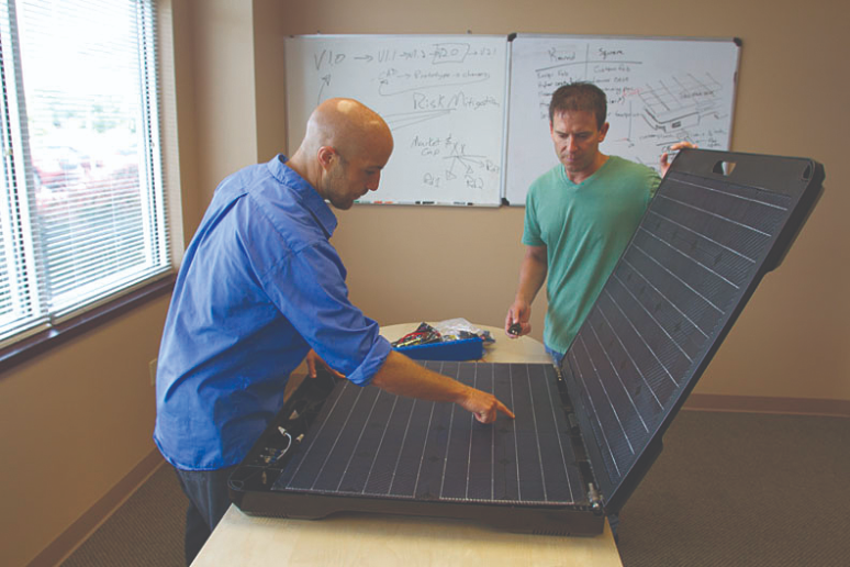 A 3D printed prototype made of strong ABS plastic helped
Peppermint Energy design its FORTY2 solar generator .