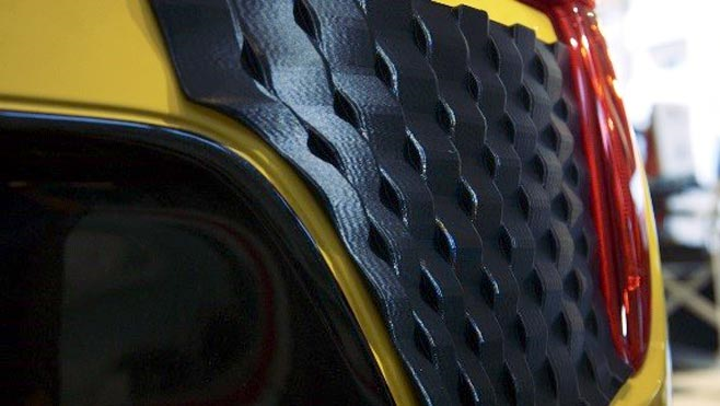 Daihatsu Copen owners will be able to choose from 10 Stratasys ASA 3D printing material colors and 15 base patterns to create their own signature designs