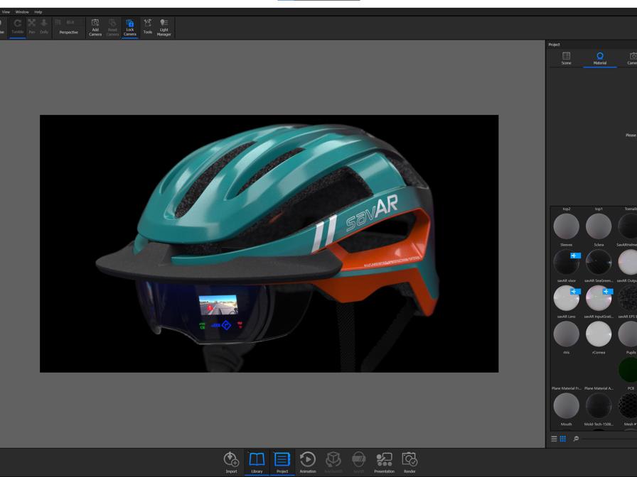 Thinkable Studio’s bicycle helmet design in the agency’s KeyShot 10 3D rendering software.