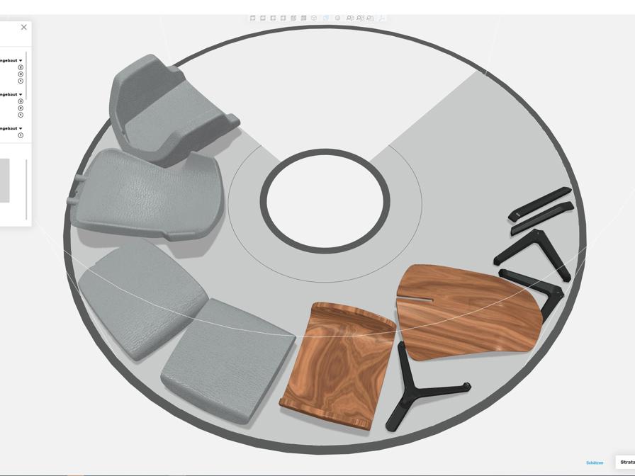 <div>Model of a chair designed by Thinkable Studio in the GrabCAD Print Software, shown on the J55’s unique rotational printing platform.</div>
