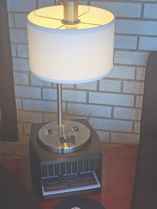 QCC students have 3D printed many parts and designs now
on display in the new lab, including the lamp base. QCC students have 3D printed many parts and designs now
on display in the new lab, including the lamp base.