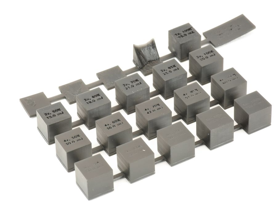 Variable exposure print cube test