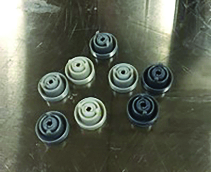 Multi-material Roomba prototype parts 3D printed with
PolyJet technology.