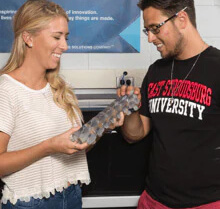 university students with 3d printed prototype