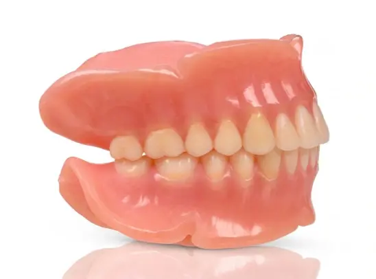 Stratasys TrueDent with TrueVoxel 3D printed denture sideview with cervical shading.