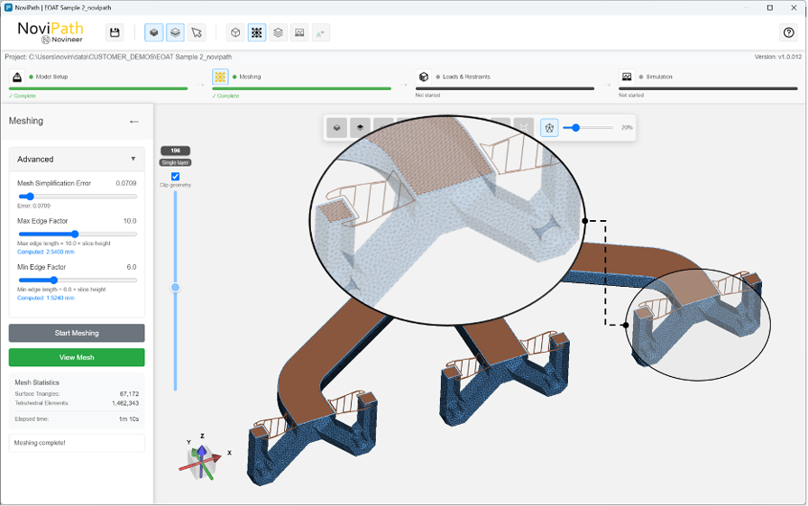 FDM Toolpath-based material orientation mapped to finite element mesh.