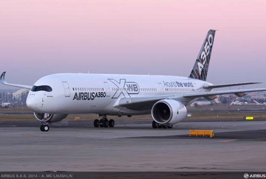 The Airbus A350 XWB aircraft at Sydney Airport