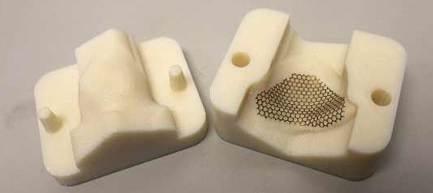 FDM-based 3D printed orbital implant mold with the resulting titanium mesh implant