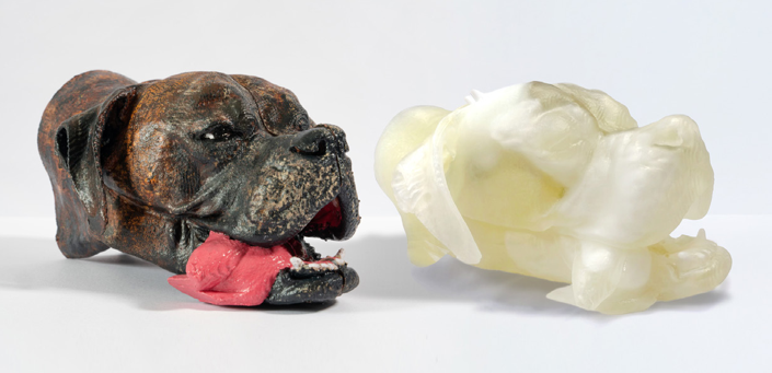 3D printed dog heads used for medical training