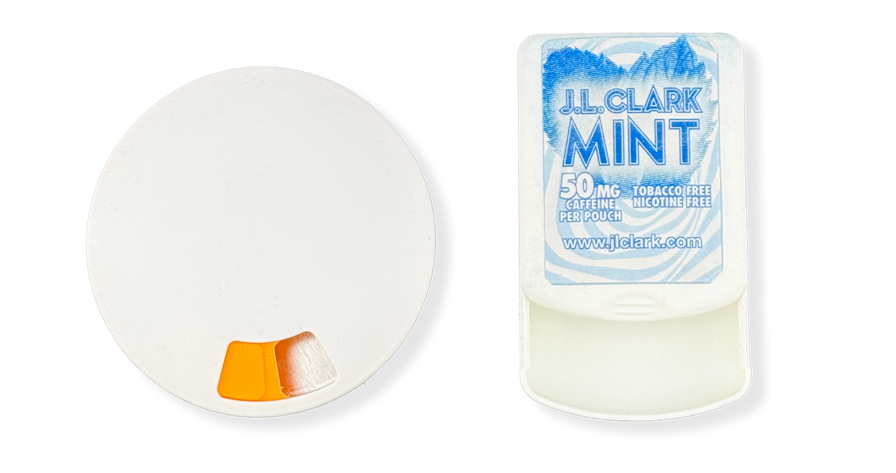 J.L. Clark 3D printed caffeine pouch containers.