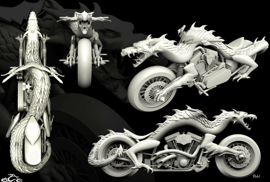 Renderings of the dragon chopper.