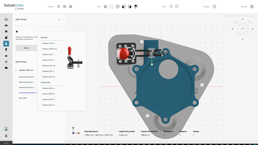 Clamp designed with fixturemate and Stratasys GrabCAD